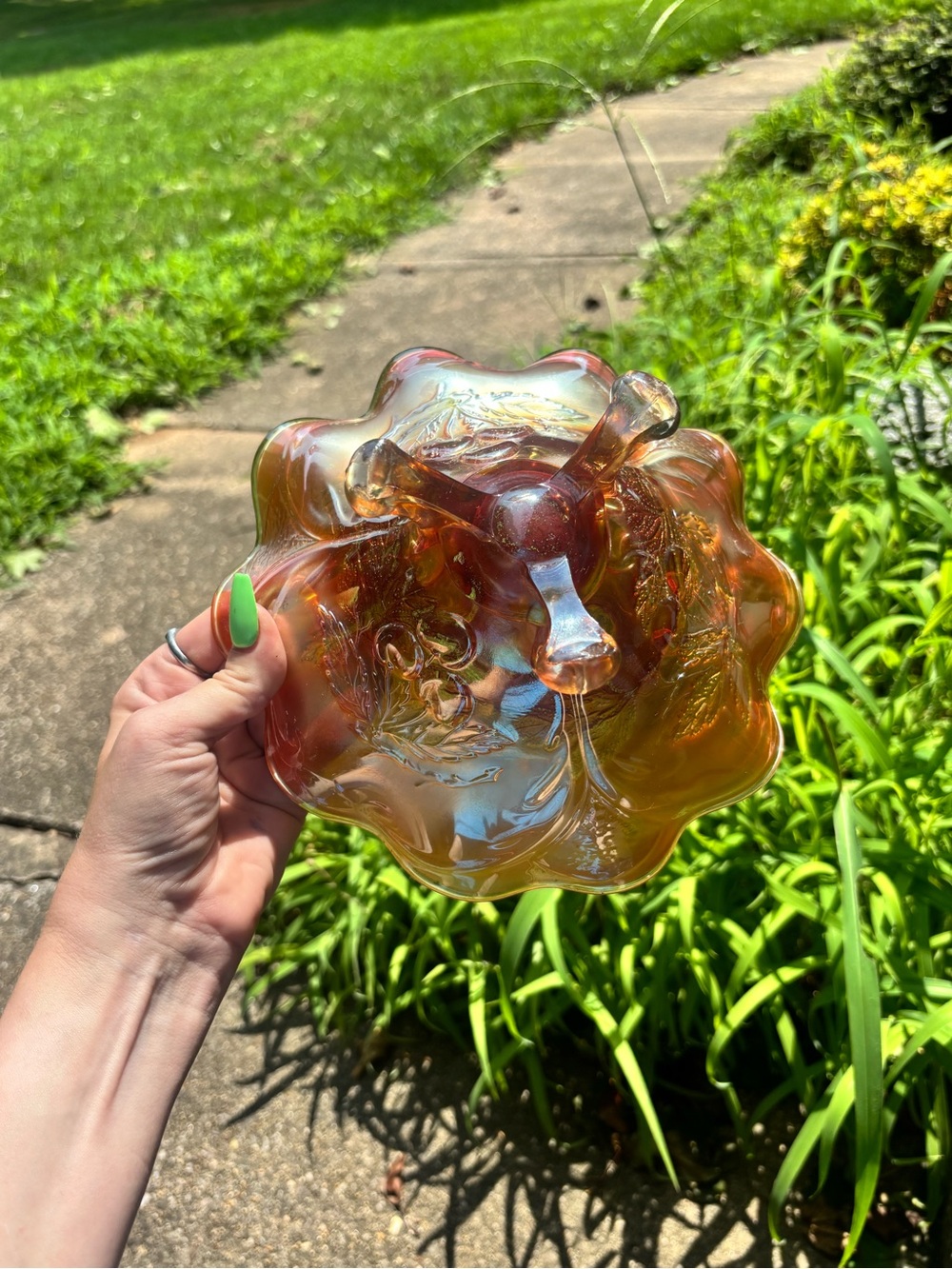ANTIQUE MARIGOLD CARNIVAL GLASS BOWLS. CHERRY PATTERN. - Picture 11 of 14